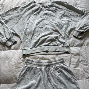 Gray Sweatshirt and Shorts Set